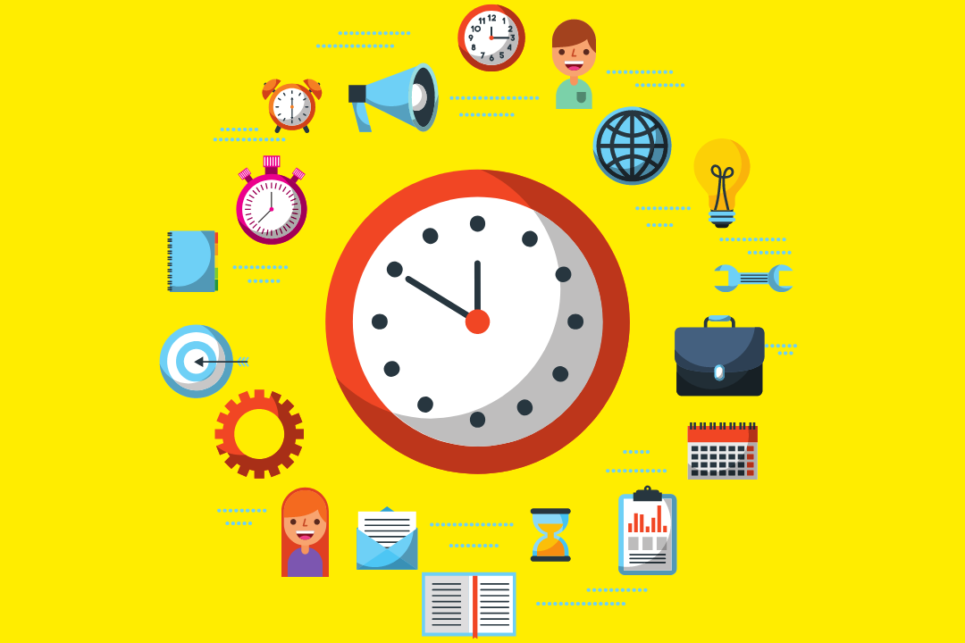Illustration of clocks, timers, or focus techniques